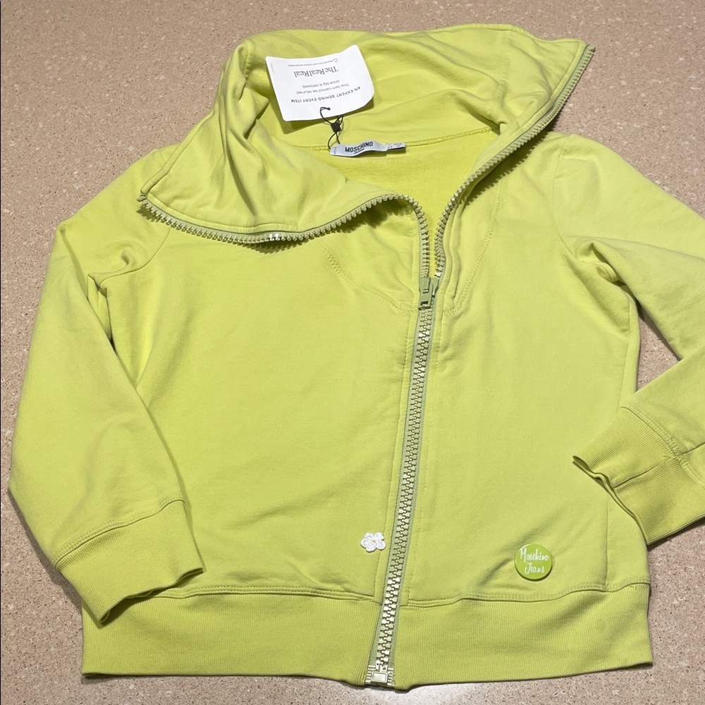 Moschino Lime Green Zip-Up Hoodie